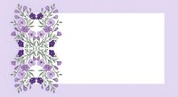 Elegant purple floral border frame with lavender flowers and leaves on white background for wedding invitations, greeting cards and stationery design.