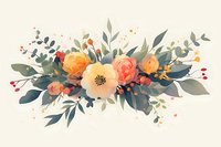 Romantic floral arrangement with peach and coral roses, eucalyptus leaves, and delicate berries on cream background, perfect for wedding stationery and celebrations.