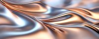 Abstract flowing metallic waves with copper and silver tones creating smooth liquid motion patterns for modern design backgrounds and digital art projects.