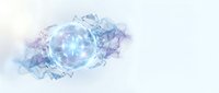 Abstract blue crystal sphere with flowing energy waves and light effects on white background for digital art and futuristic design projects.