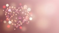 Glowing heart shape made of sparkling lights on soft pink background with bokeh effects for romantic designs and Valentine's Day celebrations.