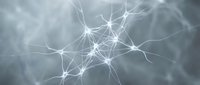 Connected nodes and glowing lines forming network structure on gray background, representing digital communication, data connection, technology infrastructure, and business networking concepts.