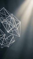 Abstract geometric network structure with connected nodes and lines representing digital connectivity, data visualization and modern technology concepts.