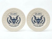 US 250th anniversary commemorative coins featuring eagle emblem and American heritage text, isolated on white background, ready for design, print, and editorial use.