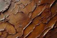 Textured brown surface with cracked and peeling layers creating abstract organic patterns. Natural erosion and weathering effects reveal multiple tones and depths.