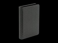 Black hardcover notebook isolated on transparent background, ready for T-shirt designs, clipart, stickers, print on demand, and sublimation projects.