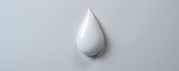 Single white glossy water drop on light gray background, minimalist design element with soft shadow creating clean modern aesthetic for wellness projects.