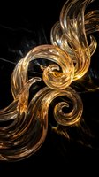 Golden liquid swirls flowing in elegant spiral patterns against dark marble background for luxury design projects and premium branding materials.