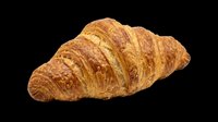 Freshly baked croissant with golden, flaky layers isolated on transparent background. Ready for bakery designs, food packaging, menus, t-shirts, stickers, and print-on-demand products.