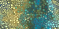 Abstract mosaic pattern with colorful circles in blue, green and yellow gradient creating modern geometric background for digital design projects.