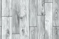 Light gray wooden planks with natural grain pattern and knots arranged in staggered layout create rustic flooring texture for interior design background.
