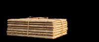 Stack of crispy whole grain crackers tied with twine, isolated on transparent background, ready for food clipart, stickers, t-shirt design, and print on demand use.
