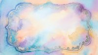 Watercolor frame border with pastel rainbow colors and decorative edges on white background for wedding invitations and greeting cards.
