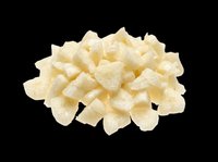 Pile of diced pineapple chunks isolated on transparent background, ready for food packaging, recipe graphics, culinary designs, print-on-demand products and digital food illustrations.