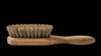 Vintage wooden hairbrush with natural bristles, isolated on transparent background, ready for clipart, stickers, print on demand, sublimation, and t-shirt design use.