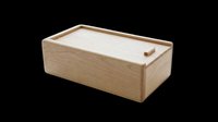 Wooden storage box with white fabric lid and brown handles, isolated on transparent background, ready for clipart, print-on-demand, sublimation, t-shirt design and sticker applications.