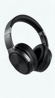 Modern black wireless headphones with cushioned ear cups isolated on white background for audio technology and music listening concepts.
