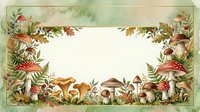 Autumn forest frame with mushrooms, berries and ferns on vintage paper background. Seasonal botanical border for fall designs and nature projects.