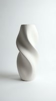 Modern white ceramic vase with twisted spiral design on neutral background for contemporary home decor and interior styling projects.