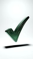 Green metallic checkmark symbol isolated on white background, representing approval, success, and quality assurance for business and design projects.