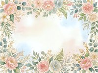 Watercolor floral frame with roses, peonies, and greenery on isolated white background. Suitable for invitations, greeting cards, and design projects.