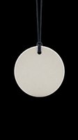 Cream ceramic sphere ornament with black cord isolated on transparent background, ready for holiday designs, sublimation, print-on-demand products, stickers, and craft projects.