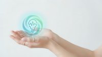 Hands holding glowing lightbulb with brain waves symbol representing innovation, creativity and smart ideas for business solutions and technology concepts.