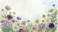 Watercolor wildflowers in purple, pink, and white bloom against a soft pastel background, perfect for greeting cards, invitations, and wall art.