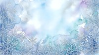 Watercolor frost foliage frame with soft pastel gradients in blue, purple, and turquoise tones. Isolated botanical border design suitable for backgrounds, invitations, and digital projects.
