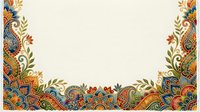 Ornamental floral border with intricate paisley and botanical motifs in warm autumn tones, isolated on cream background, ready for design, invitations, and decorative layouts.