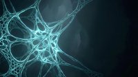 Glowing neural network connections with branching synapses on dark background for medical and scientific presentations.