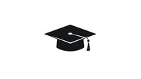 Black graduation cap with tassel silhouette isolated on white background, ready for education and academic design projects and marketing materials.