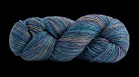 Twisted skein of multicolor yarn in blue, purple, and green tones, isolated on transparent background. Great for knitting clipart, craft stickers, and print on demand.