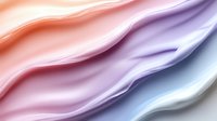 Smooth flowing abstract waves in soft pastel colors of peach, lavender and light blue create gentle diagonal movement across gradient background. Suitable for luxury branding.