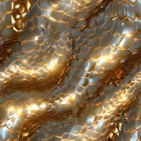 Metallic copper and gold cellular network pattern with glowing light effects creates futuristic technological background. Seamless repeat design for modern surfaces.