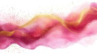 Abstract pink and gold watercolor waves with glitter particles flowing across white background, creating elegant fluid art design for luxury branding and decor.
