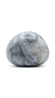 Polished gray marble stone with natural veining patterns isolated on white background for spa wellness meditation and home decor applications.