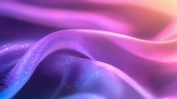Smooth flowing waves in purple, pink and blue gradient with sparkling particles creating dynamic abstract background for luxury designs and presentations.