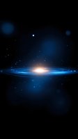 Glowing spiral galaxy with bright center emits blue light against dark space background, creating dramatic cosmic scene for astronomy and science designs.