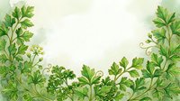 Fresh green botanical foliage frame with decorative leaves and vines on cream background, isolated for design use on cards, invitations, and web projects.