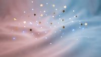 Dreamy pastel clouds with golden stars and sparkles creating magical celestial atmosphere for fantasy designs and romantic projects.