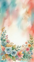 Watercolor floral border with roses, leaves, and gold accents on a soft pastel background, perfect for greeting cards and invitations.
