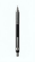 Mechanical pen with gray textured grip and black barrel isolated on white background, suitable for design, product mockups, and stationery applications.