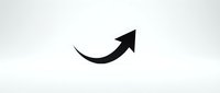 Black curved arrow pointing upward and right on white background for business growth presentations and infographic design elements.