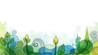 Eco-friendly nature background with green leaves, swirls and organic shapes on white. Environmental design for sustainability projects and green business.