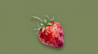 Ripe red strawberry with green leaves on neutral background for healthy eating and organic food concepts.