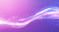 Magical glowing wave with sparkling particles flowing on purple and pink gradient background, creating ethereal light trail effect for abstract designs.