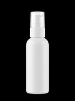 White spray bottle with pump dispenser isolated on transparent background, ready for cosmetic, cleaning product, or skincare packaging design mockups, labels, and print-on-demand applications.