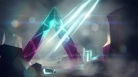 Abstract geometric crystals with bright light beams and bokeh effects for modern digital art backgrounds and futuristic design projects.