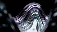 Flowing wave of iridescent liquid metal with purple and teal gradients against dark background, suitable for abstract backgrounds, tech designs, and modern digital art projects.